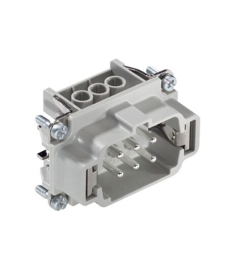 10190000, EPIC H-BE 6 SS, INSERTO RECTANGULAR MACHO 6P+T PINES (1-6), CONEXIÓN ATORNILLADA CON PROTECCIÓN DE HILO