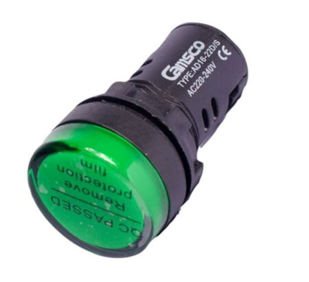 AD16 220 G, PILOTO VERDE LUMINOSO LED 220VAC, DIAM. 22MM, MAT. PLASTICO