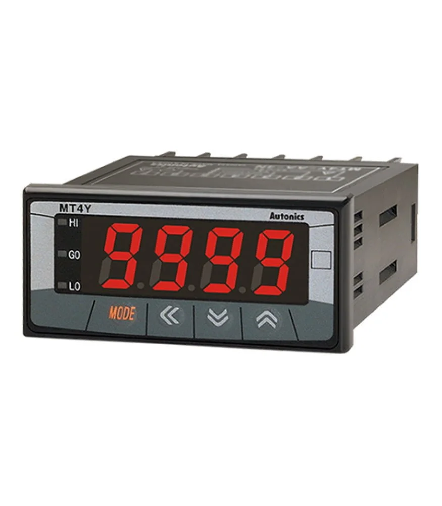 MT4Y-DV-43, VOLTIMETRO DIGITAL HORIZ. 72X36MM, 4DIG, VOLT. DC, IN: 0-500V, 0-250MV, OUT: RELE + TRANSMISION (4-20MA), 100-240VAC