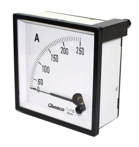 CA-96 250/5A, AMPERIMETRO ANALOGICO 96X96MM, RANGO 250/5A, CLASE 1.5