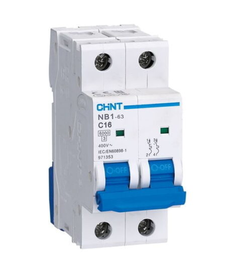 NB1-63 2P C16 6KA, INT. TERMOMAGNETICO 2X16A, 6KA, CURVA C, RIEL DIN NB1-63 2P C16 6KA, INT. TERMOMAGNETICO 2X16A, 6KA, CURVA C, RIEL DIN
