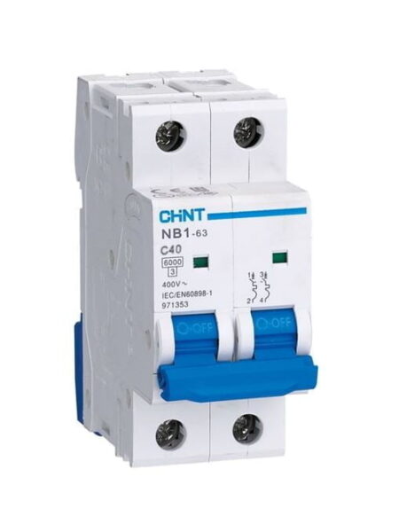 NB1-63 2P C40 6KA, INT. TERMOMAGNETICO 2X40A, 6KA, CURVA C, RIEL DIN NB1-63 2P C40 6KA, INT. TERMOMAGNETICO 2X40A, 6KA, CURVA C, RIEL DIN