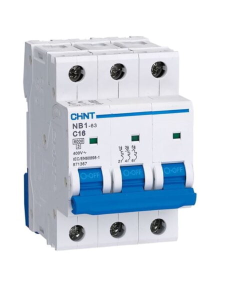 NB1-63 3P C16 6KA, INT. TERMOMAGNETICO 3X16A, 6KA, CURVA C, RIEL DIN NB1-63 3P C16 6KA, INT. TERMOMAGNETICO 3X16A, 6KA, CURVA C, RIEL DIN