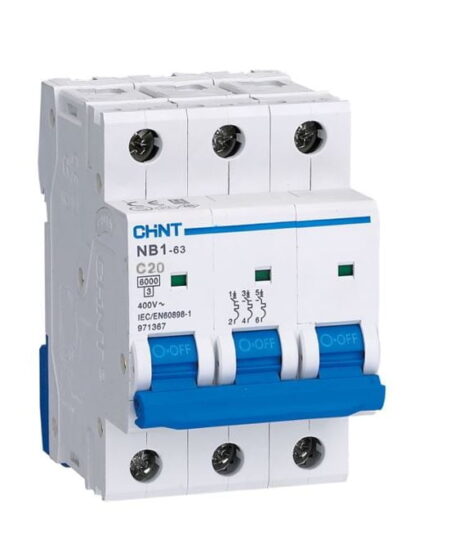 NB1-63 3P C20 6KA, INT. TERMOMAGNETICO 3X20A, 6KA, CURVA C, RIEL DIN NB1-63 3P C20 6KA, INT. TERMOMAGNETICO 3X20A, 6KA, CURVA C, RIEL DIN