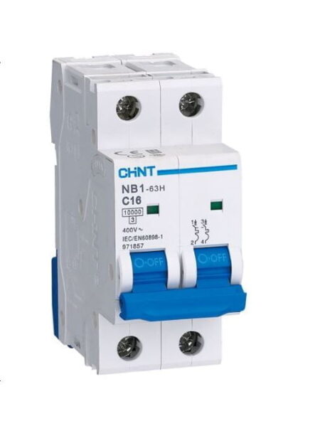 NB1-63H 2P C16 10KA, INT. TERMOMAGNETICO 2X16A, 10KA, CURVA C, RIEL DIN NB1-63H 2P C16 10KA, INT. TERMOMAGNETICO 2X16A, 10KA, CURVA C, RIEL DIN