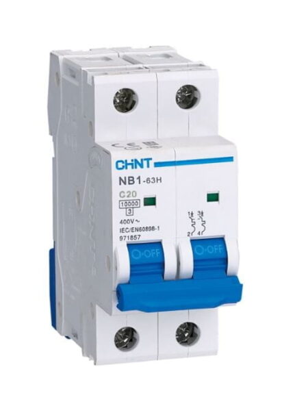 NB1-63H 2P C20 10KA, INT. TERMOMAGNETICO 2X20A, 10KA, CURVA C, RIEL DIN NB1-63H 2P C20 10KA, INT. TERMOMAGNETICO 2X20A, 10KA, CURVA C, RIEL DIN