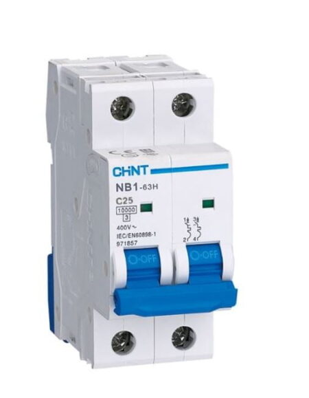 NB1-63H 2P C25 10KA, INT. TERMOMAGNETICO 2X25A, 10KA, CURVA C, RIEL DIN NB1-63H 2P C25 10KA, INT. TERMOMAGNETICO 2X25A, 10KA, CURVA C, RIEL DIN