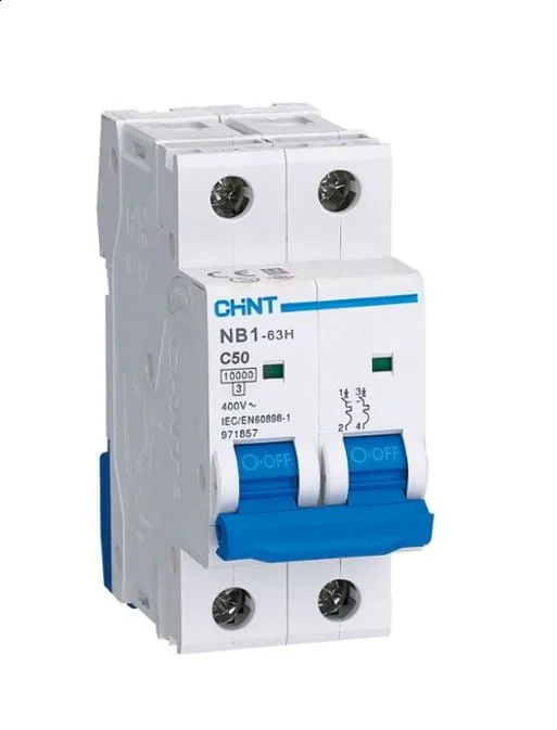 NB1-63H 2P C50 10KA, INT. TERMOMAGNETICO 2X50A, 10KA, CURVA C, RIEL DIN