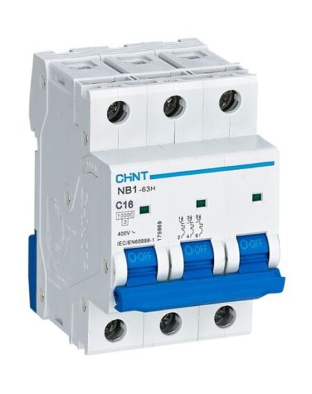 NB1-63H 3P C16 10KA, INT. TERMOMAGNETICO 3X16A, 10KA CURVA C, RIEL DIN NB1-63H 3P C16 10KA, INT. TERMOMAGNETICO 3X16A, 10KA CURVA C, RIEL DIN
