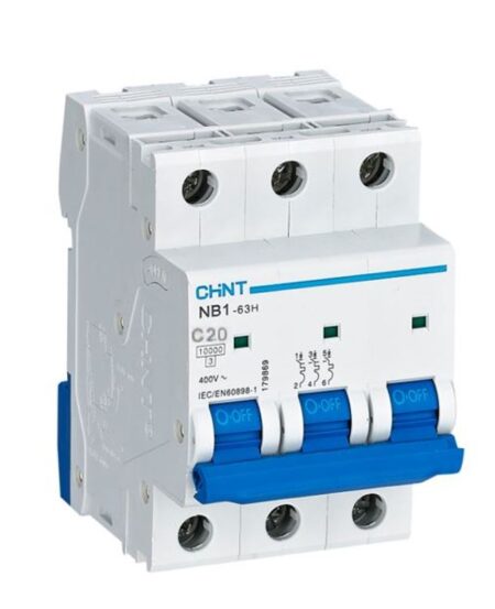 NB1-63H 3P C20 10KA, INT. TERMOMAGNETICO 3X20A, 10KA CURVA C, RIEL DIN NB1-63H 3P C20 10KA, INT. TERMOMAGNETICO 3X20A, 10KA CURVA C, RIEL DIN