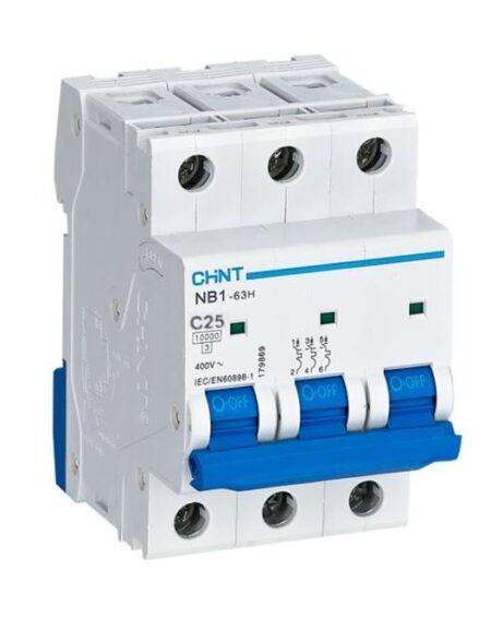NB1-63H 3P C25 10KA, INT. TERMOMAGNETICO 3X25A, 10KA CURVA C, RIEL DIN NB1-63H 3P C25 10KA, INT. TERMOMAGNETICO 3X25A, 10KA CURVA C, RIEL DIN
