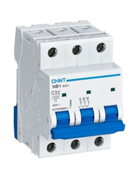 NB1-63H 3P C32 10KA, INT. TERMOMAGNETICO 3X32A, 10KA CURVA C, RIEL DIN NB1-63H 3P C32 10KA, INT. TERMOMAGNETICO 3X32A, 10KA CURVA C, RIEL DIN