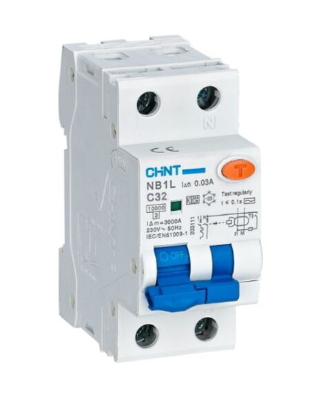 NB1L 1PN C32 30MA AC 10KA, INT. TERMOMAGNETICO C/ PROTECCION DIFERENCIAL 1P+N 32A 10KA 30MA, RIEL DIN