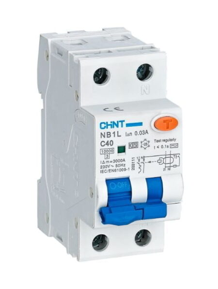 NB1L 1PN C40 30MA AC 10KA, INT. TERMOMAGNETICO C/ PROTECCION DIFERENCIAL 1P+N 40A 10KA 30MA, RIEL DIN NB1L 1PN C40 30MA AC 10KA, INT. TERMOMAGNETICO C/ PROTECCION DIFERENCIAL 1P+N 40A 10KA 30MA, RIEL DIN