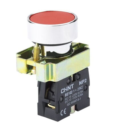 NP2-BA42, PULSADOR METALICO RASANTE ROJO 1NC DIAM. 22MM