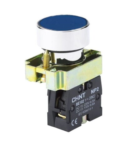 NP2-BA61, PULSADOR METALICO RASANTE AZUL 1NA DIAM. 22MM