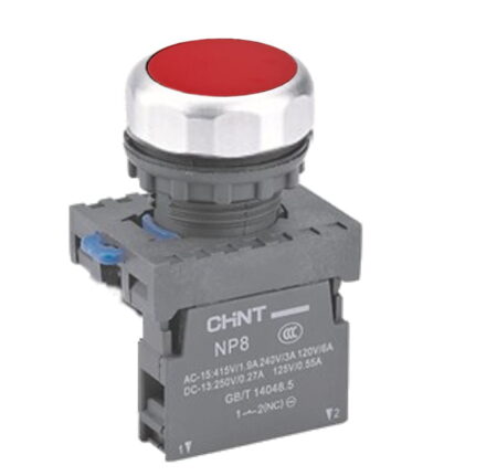 NP8-10BN/4, PULSADOR PLASTICO RASANTE ROJO, 1NA, DIAM. 22MM