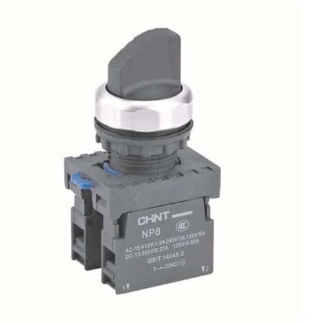 NP8-10X/212, SELECTOR PLASTICO MANIJA CORTA NEGRO, 0-1, 2 POSICIONES FIJAS, 1NA