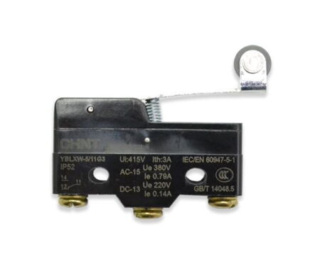 YBLXW-5/11G3, MICROSWITCH C/ PALANCA CORTA Y ROLDANA PVC, NEGRO