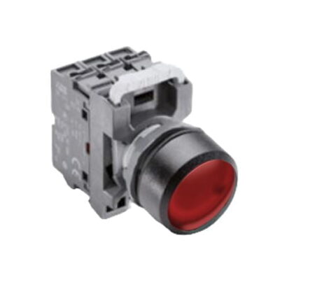 1SFA611100P1111, MP1-11R-1K – PULSADOR LUMINOSO MODULAR RASANTE PLASTICO ROJO, 1NC, DIAM. 22MM, LED 24VAC/DC