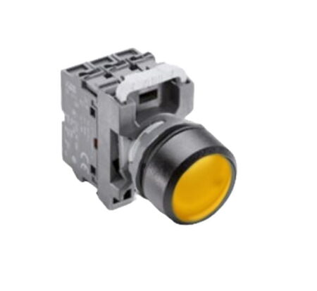 1SFA611100P111301, MP1-11Y-1KC – PULSADOR LUMINOSO MODULAR RASANTE PLASTICO AMARILLO, 1NC, DIAM. 22MM, LED 24VAC/DC
