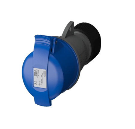2CMA102042R1000, 332EC9 – TOMACORRIENTE INDUSTRIAL AEREA 32A 3P+T 200-250VAC, COLOR AZUL, IP44