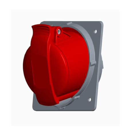 2CMA170035R1000, 332RAM6 – TOMACORRIENTE INDUSTRIAL EMPOTRABLE 32A 3P+T 380-415VAC, COLOR ROJO 6H, IP44