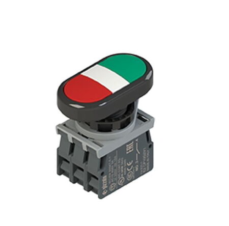 E2 AC-DXBC0615, PULSADOR MODULAR DOBLE 1NA+1NC, LED 220VAC