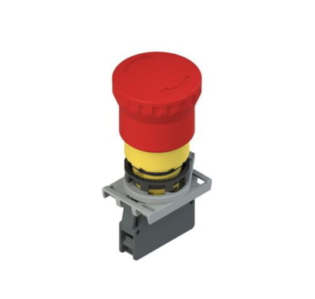 E2 AC-DXBC1006, PULSADOR DE EMERGENCIA ROJO TIPO HONGO, CABEZAL 40MM, DIAM. 22MM, 1NC, DESBLOQUEO POR GIRO