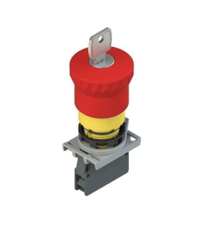 E2 AC-DXBC1007, PULSADOR DE EMERGENCIA ROJO TIPO HONGO, CABEZAL 40MM, DIAM. 22MM, 1NC, DESBLOQUEO POR LLAVE