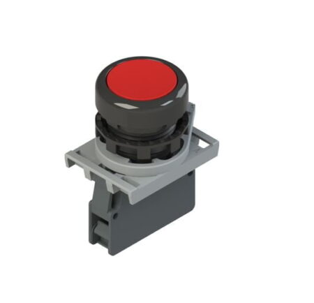 E2 AC-DXBC1208, PULSADOR PLASTICO RASANTE ROJO 1NC, DIAM. 22MM