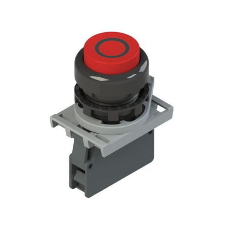 E2 AC-DXBC1212, PULSADOR PLASTICO NO RASANTE ROJO «O» 1NC, DIAM. 22MM
