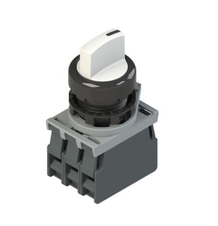 E2 AC-DXBC1805, SELECTOR LUMINOSO PLASTICO, 0-1, 2 POSICIONES FIJAS, 1NA+1NC, LED BLANCO 12-30VAC/DC