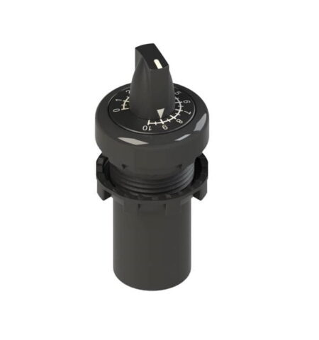 E6 1DM010K-D111, POTENCIOMETRO 10KOHMIOS, 1W, EJE 12MM, DIAM. 22MM, TERMINAL PUSH-IN, NEGRO, IP67