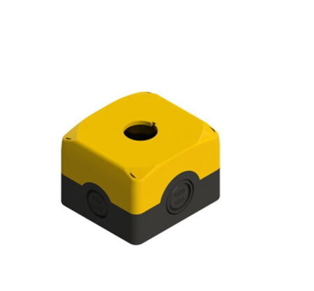 ES 31001, CAJA NEGRA TAPA AMARILLO, 1 ORIFICIO, DIAM. 22MM