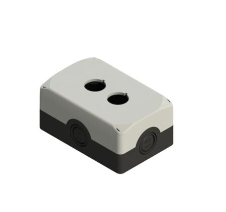 ES 32000, CAJA NEGRA TAPA GRIS, 2 ORIFICIOS, DIAM. 22MM