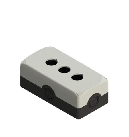 ES 33000, CAJA NEGRA TAPA GRIS, 3 ORIFICIOS, DIAM. 22MM