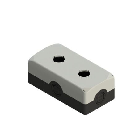 ES 33003, CAJA NEGRA TAPA GRIS, 2 ORIFICIOS, DIAM. 22MM