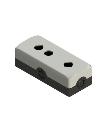 ES 34003, CAJA NEGRA TAPA GRIS, 3 ORIFICIOS, DIAM. 22MM