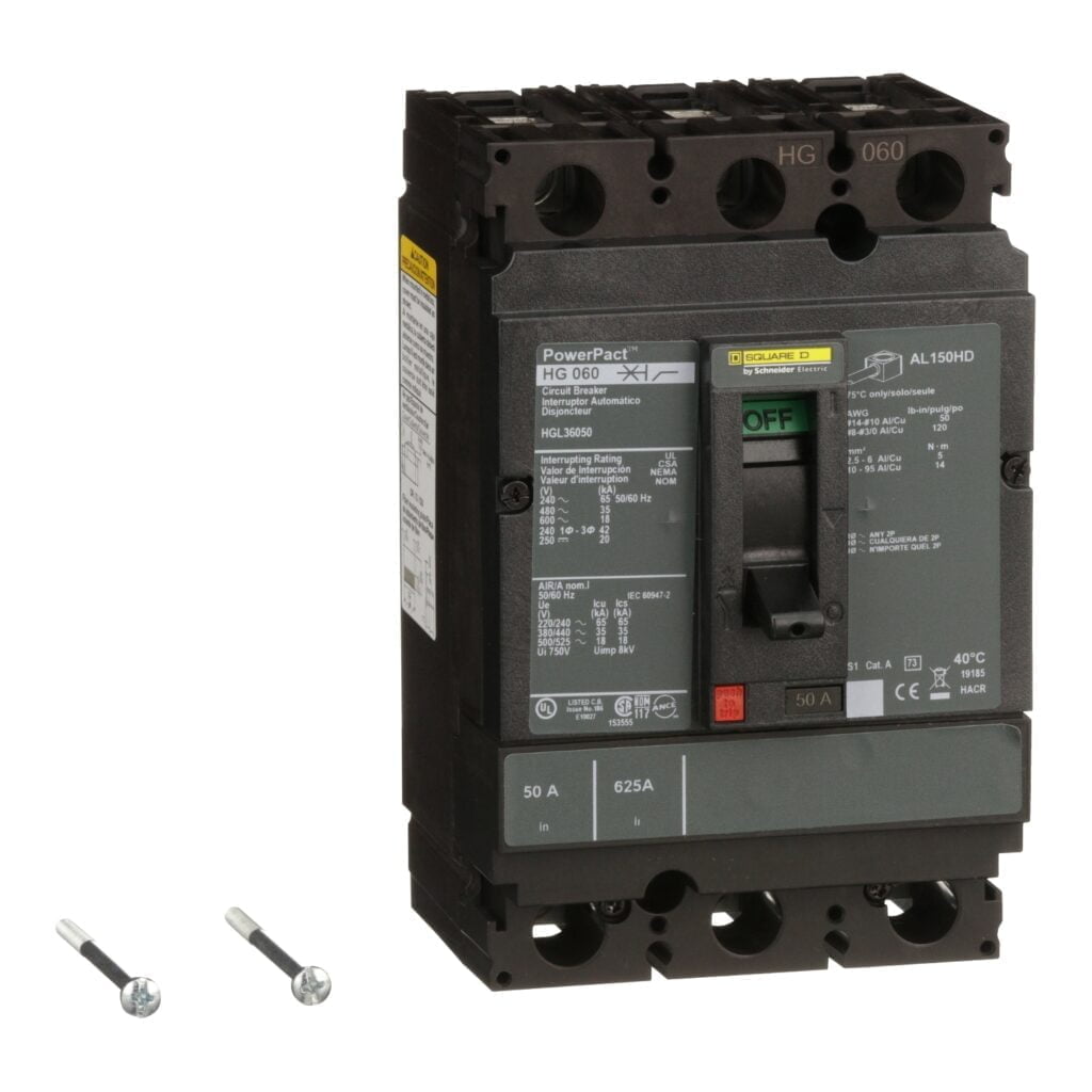 HGL36050, INT. CAJA MOLDEADA POWERPACT H TRIF. FIJO 50A, 65KA/240VAC, 35KA/480VAC