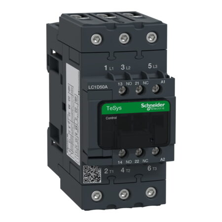 LC1D50AKUE, CONTACTOR 50A 1NA+1NC, BOB. 100-250VAC/DC