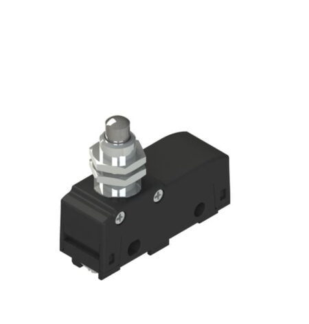 MK V11D09, MICRO SWITCH EMBOLO DE ACERO SALIENTE, ACCION DIRECTA, 1NA+1NC, 5A 250VAC, NEGRO, IP40