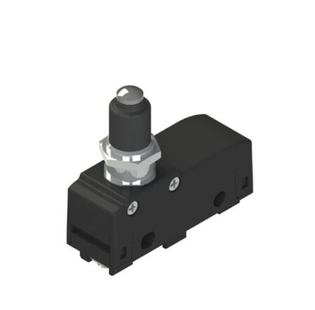 MK V11D12, MICRO SWITCH EMBOLO DE ACERO SELLADO, ACCION DIRECTA, 1NA+1NC, 5A 250VAC, NEGRO, IP40