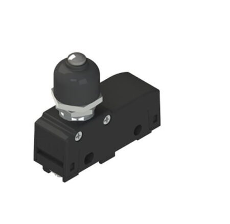 MK V11D13, MICRO SWITCH EMBOLO DE ACERO SELLADO ANCHO, ACCION DIRECTA, 1NA+1NC, 5A 250VAC, NEGRO, IP40