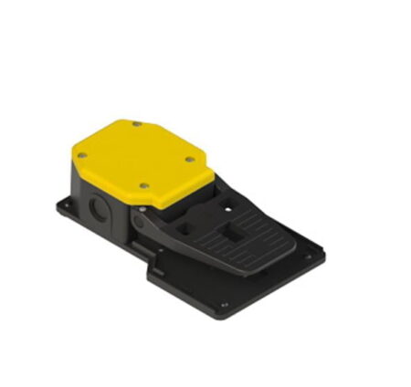 PA 10200, PEDAL SIMPLE DE POLIMERO S/ PROTECCION, AMARILLO, 2NA+2NC, ACCION RAPIDA, CONEX. PG13.5, IP53