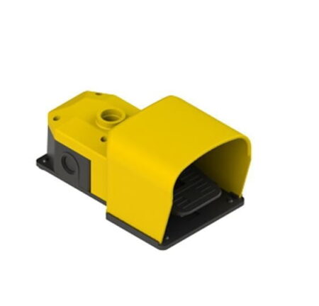 PX 10110, PEDAL SIMPLE DE POLIMERO C/ PROTECCION AMARILLO, 1NA+1NC, ACCION RAPIDA, CONEX. PG13.5, IP53