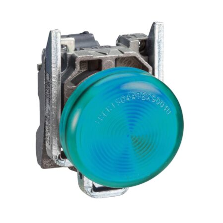 XB4BV63, PILOTO VERDE LUMINOSO BULBO INCANDESCENTE 2.4W, 250VAC, DIAM. 22MM, MAT. METALICO