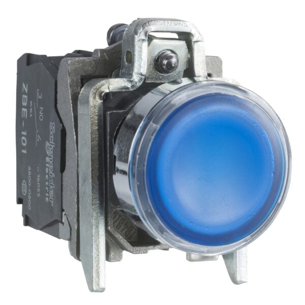 XB4BW36B5. PULSADOR METALICO LUMINOSO RASANTE AZUL 24V