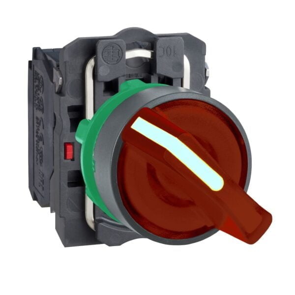 XB5AK124M5. SELECTOR PLASTICO LUMINOSO MANETA CORTA ROJO