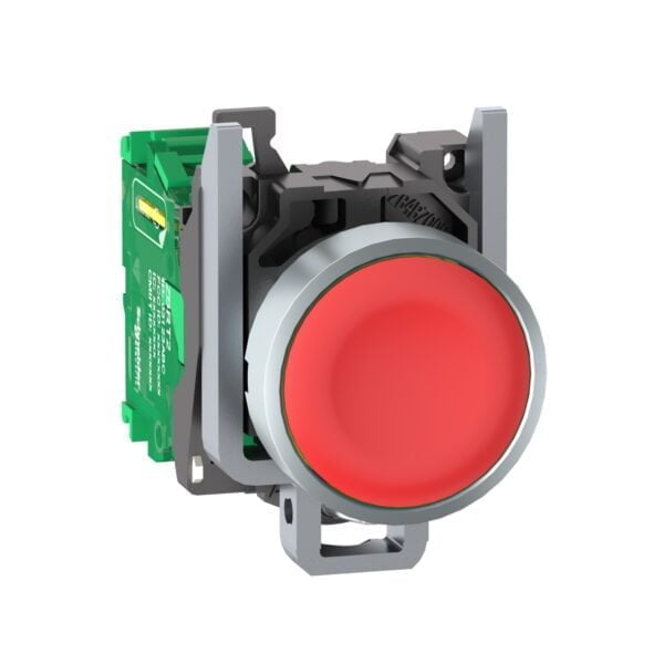 ZB4RTA4. PULSADOR METALICO INALAMBRICO RASANTE ROJO